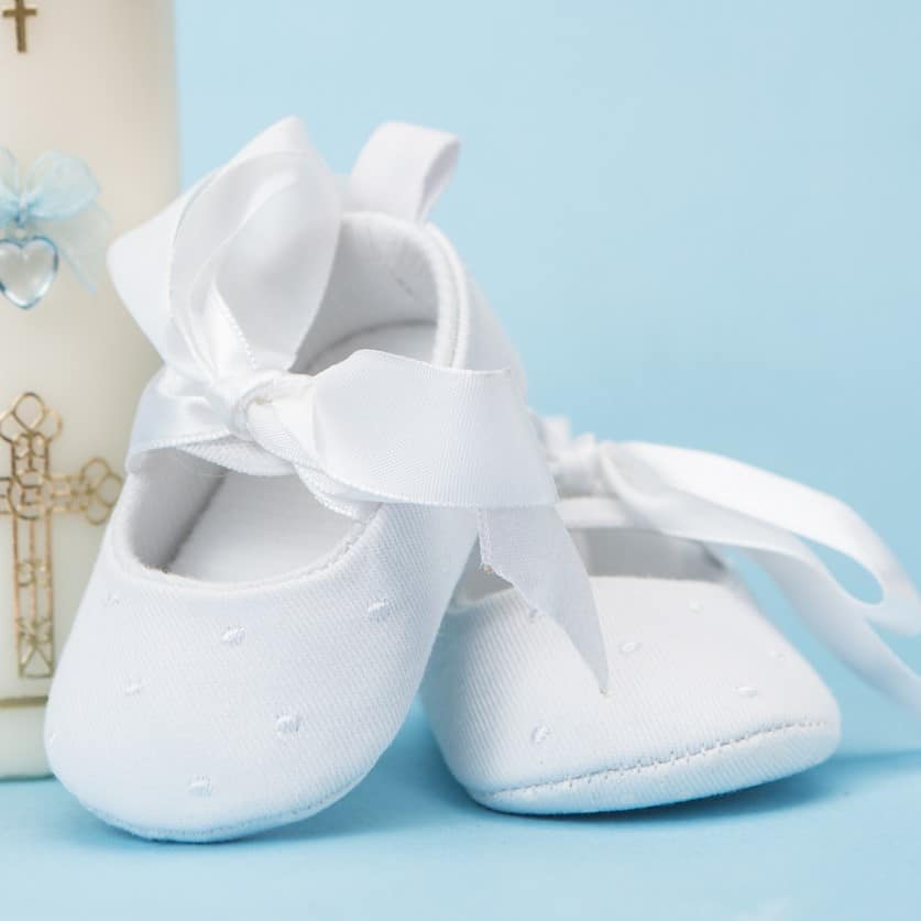 Baptism white baby booties 